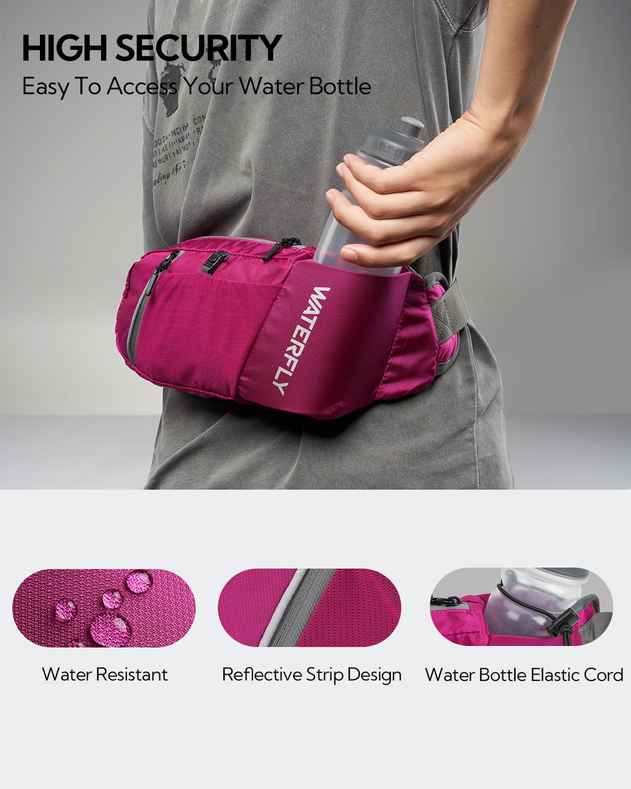 WATERFLY Marsupio Sportivo Uomo Donna con Portaborraccia per Corsa Escursionismo
