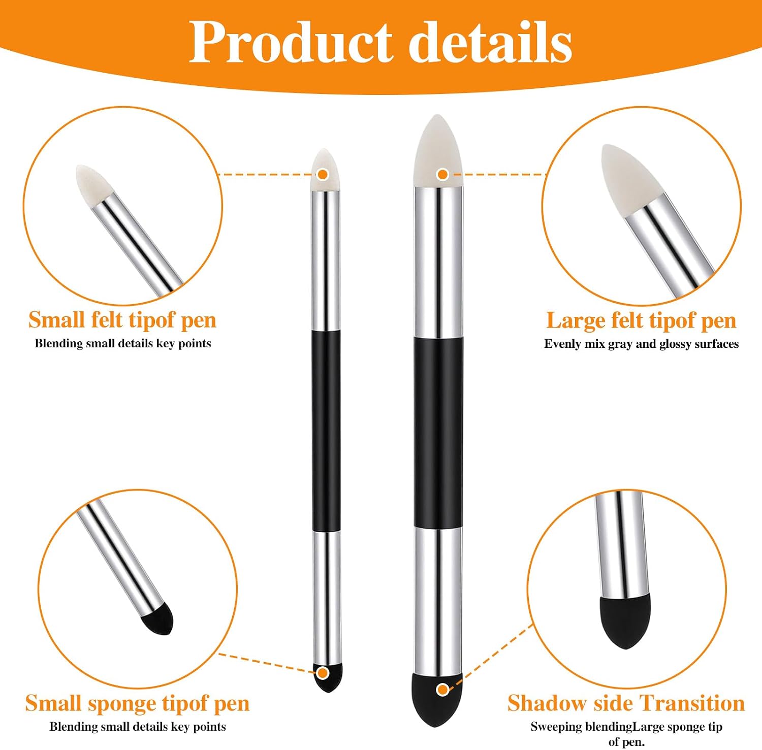 Nogeqi 6 Pcs Oil Pastels Blending Tools Rub n Buff Tools for Oil Pastel, Dual Tip Reusable Pastel Tool, Soft Pastels Blending Stumps for Drawing, Washable Sketch Rubbing Sponge for Art