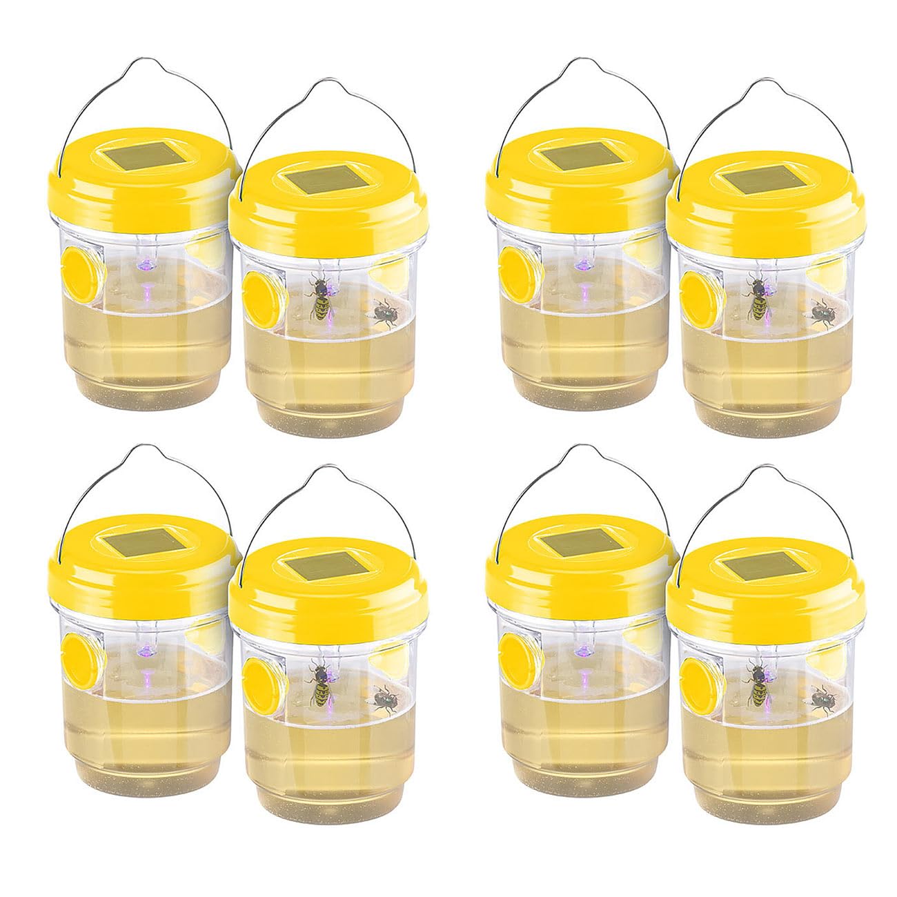 Exbuster Insekten-Fallen: 8er-Set giftfreie Solar-LED-Insektenfalle zum Aufhängen und Hinstellen (Insektenfallen für Fliegen, Wespen-Falle)