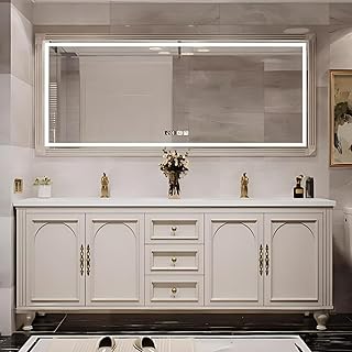 Freestanding Bathroom Vanities, Smart LED Defogging Mirror Cabinet, Time Display Function, Double Sink Bathroom Vanity, Easy to Install (Mirror, 80IN)