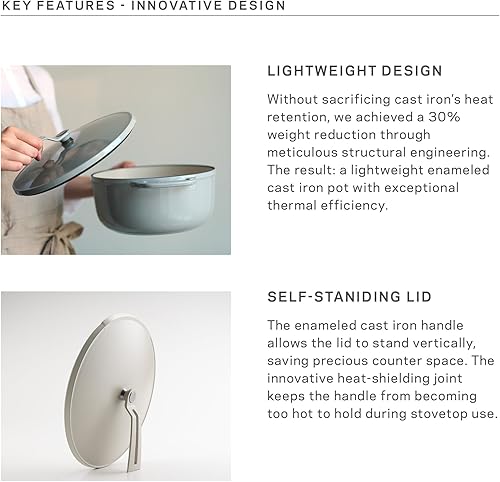 Miniatura 3 de Vermicular Horno Pot 2.0  Olla ligera de hierro fundido esmaltado  7.1 in (2 cuartos de galón)  No tóxico  Compatible con inducción  Horno holandés