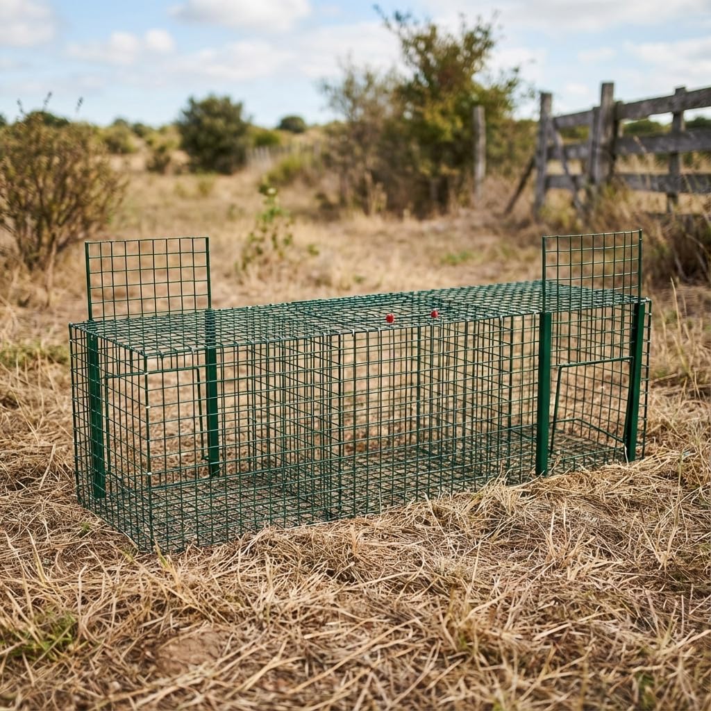 Suinga Trampa para Animales Vivos 90x30x30 cm con 3 Departamentos – Jaula Trampa para Palomas y Pájaros