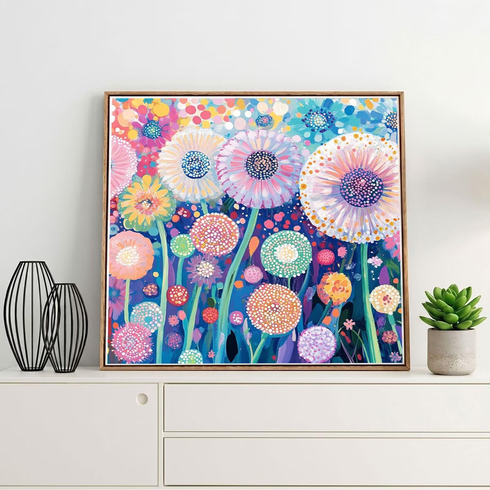 Broderie Diamant Kit Complet 5D, Abstrait Diamond Painting Adulte Plein Foret, Peinture Diamant pour Adulte Enfant Débutant, Loisirs Créatifs de Détente et Décoration Maison, Plantes 70x70cm FX#74
