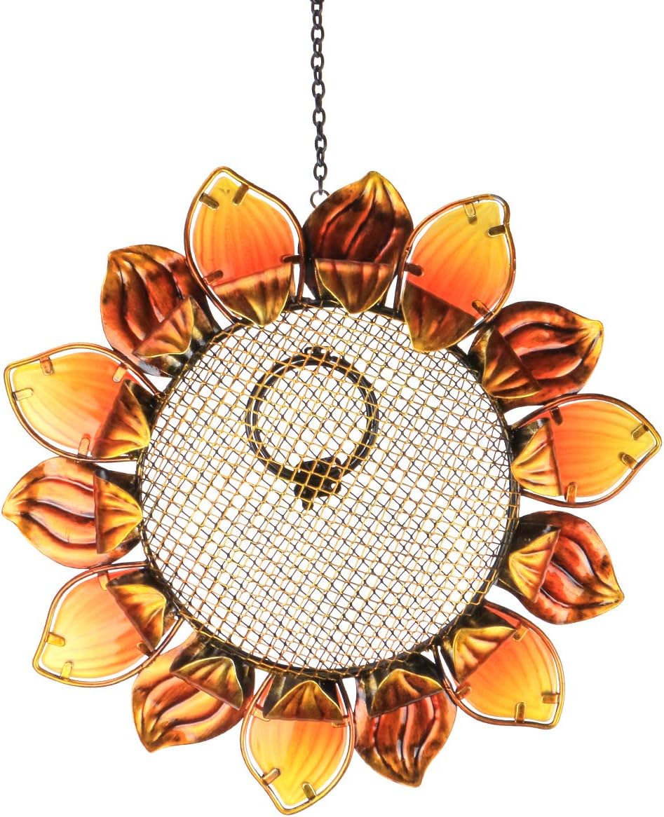 MUMTOP Wild Bird Feeders 14" Metal Sunflower Outdoor Bird Breeders Can Hang in Patio Garden Trees with Hook