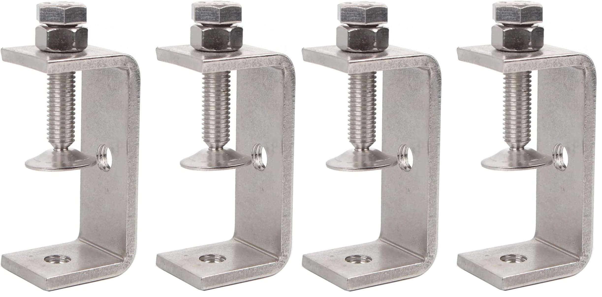 Sonny Brook Hams 2Pcs 304 Stainless Steel C Clamp 65MM Heavy Duty Adjustable Wide Jaw Opening Tiger Clamp For Woodworking Building, Silver (Pack of 2)