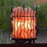 Vista 2 de Himalayan Glow Lámparas de cesta estilo pilar, lámpara nocturna de sal del Himalaya pura con trozos de sal, bombilla e interruptor regulable