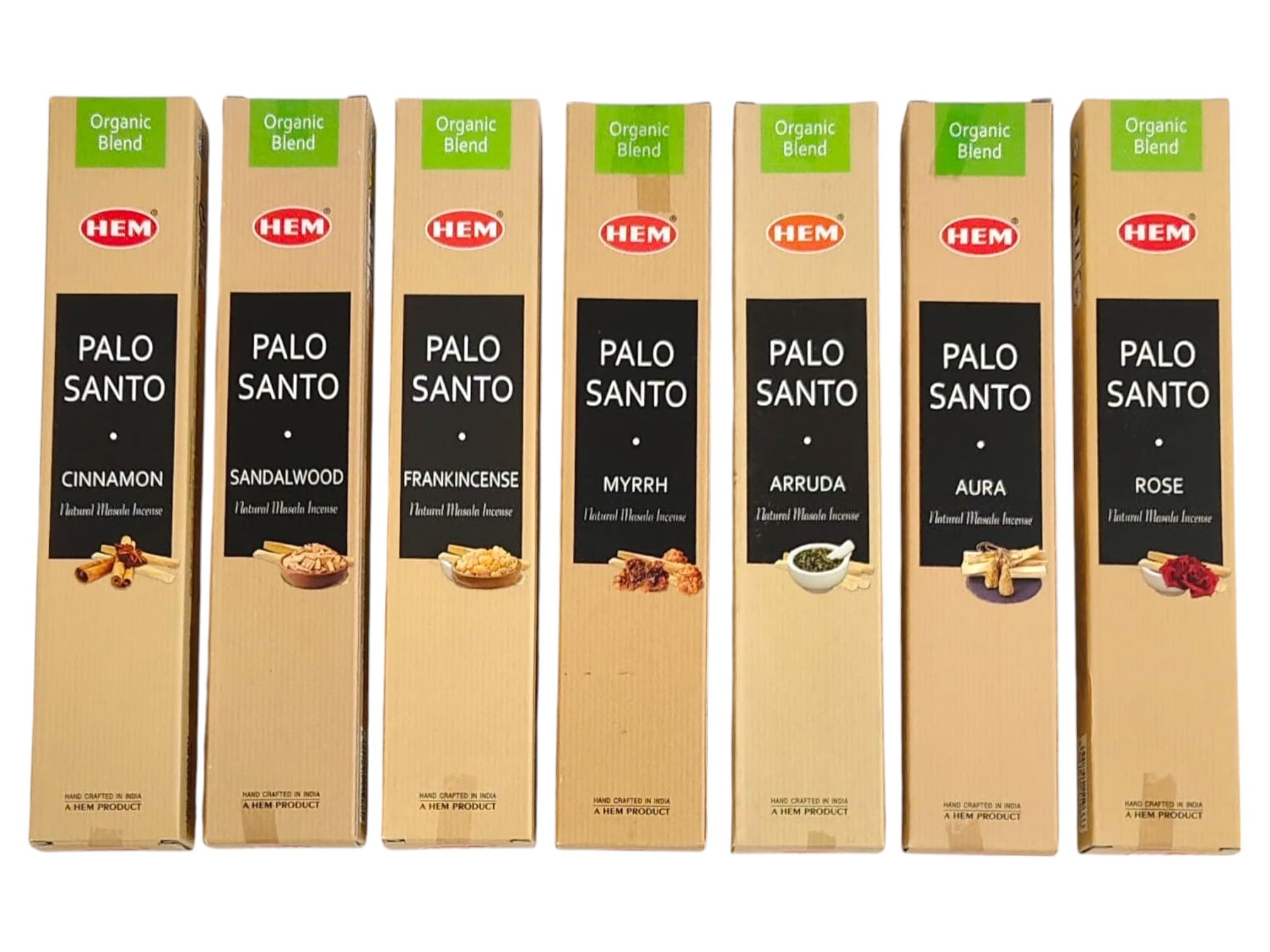 Hem Palo Santo Organic Masala Incense Pack, 15g x 7 Fragrances, for Meditation and Relaxation