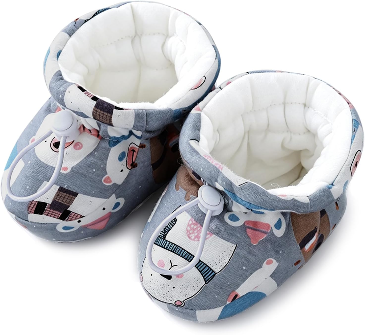 Newborn Baby Thick Warm Cotton Booties,Adjustable Stay-on Soft Cozy Shoes