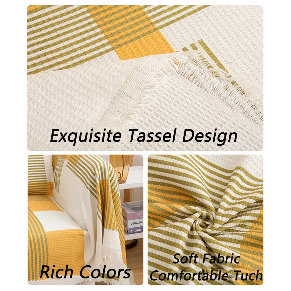 Highdi Housse de Canapé Extensible Serviette de Canapé Anti-Poussière Canapé Couverture Protège Canapé Chat Anti Griffe, Motif Coloré Canapé Serviette Lavable pour lit Double (180x420cm,Gris)