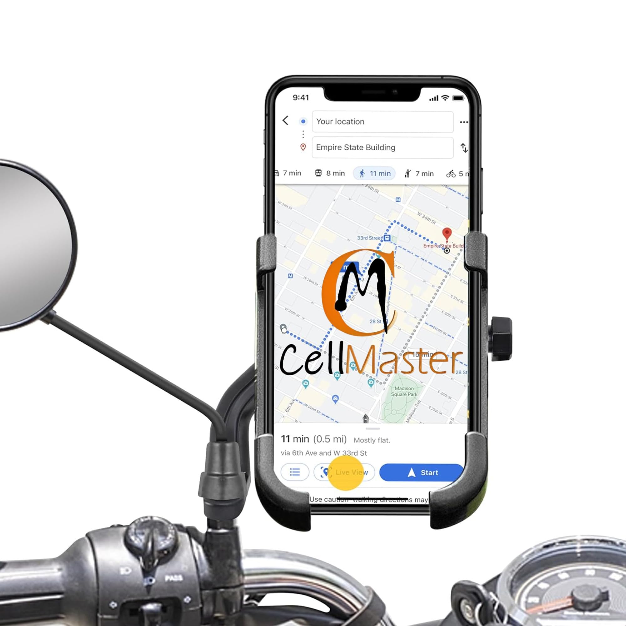 Mobile Phone Stand Holder for Scooty, Bikes and Compatible for Bike, Scooter Mirror Mount