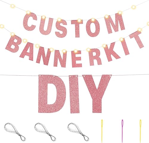 Miniatura 3 de TaoBary Kit de 112 pancartas personalizables con purpurina, incluye 107 letras y números, 3 cuerdas para fiesta de cumpleaños de Halloween (oro rosa)