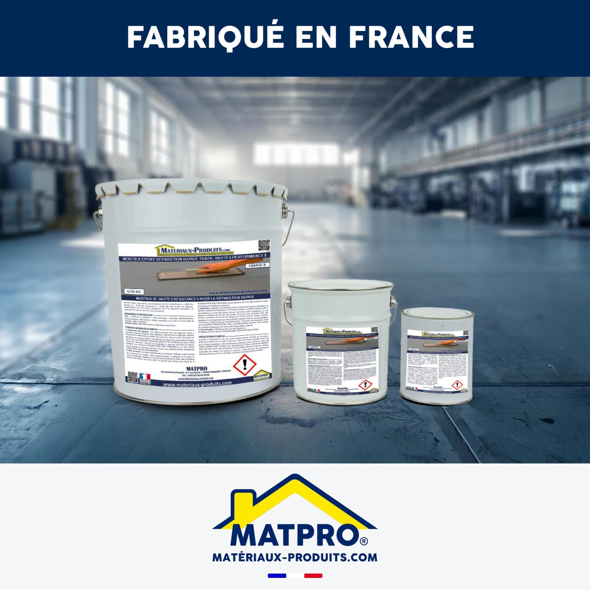 MATPRO - Mortier Époxy Réparation Rapide Trafic - Sans Solvant ni Retrait - Réparation Sols Béton Escaliers - Antidérapant et Imperméable - Jaune Sable - 5Kg