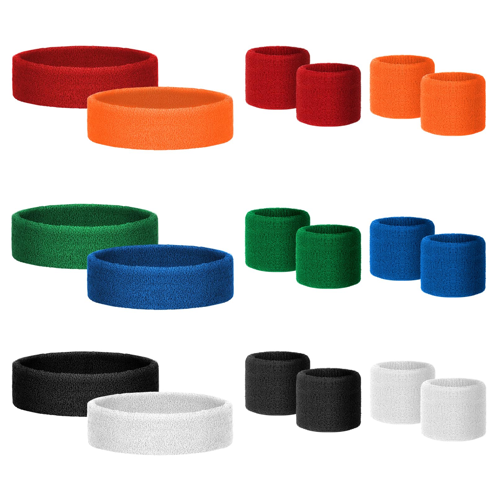 18 Pcs Sweatbands for Kids Sports Colorful Elastic Headband Wrist Bands Sets Moisture Wicking Sweat Band for Team Activity, Basketball, Football, Running, Gym &amp; Exercise (Multi Colors)