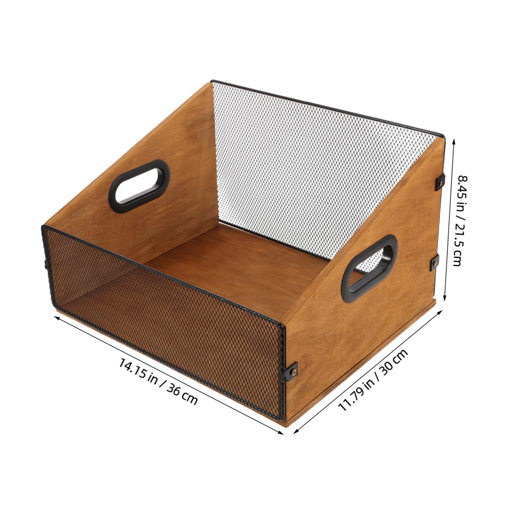 Cassa di Stoccaggio Rustica per Dischi in Vinile con Manici | Legno e Ferro, Colore Coffee, per Riviste e Fascicoli, Adatta a Studio e Scrivania
