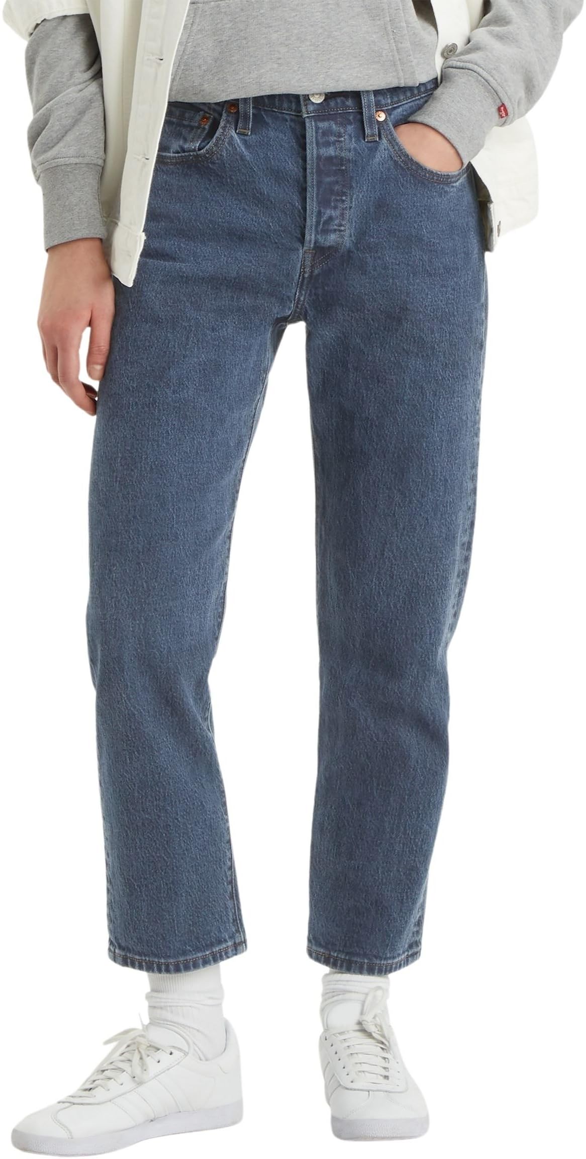 Levi's Damen Jeanshose 501 Crop High Rise, Straight Fit, Blau (Hidden Happiness), W30/L26