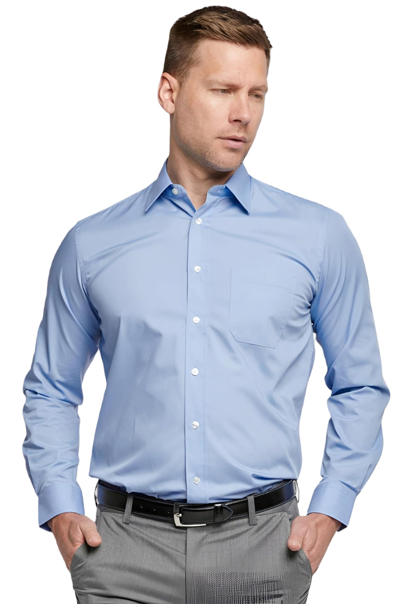 Double Two Men's Formal Shirt - Blue - 15.5 in