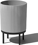 Veradek Demi Series Planter rond avec/Stand pour Porc/Patio , composite en plastique durable & Stand en bois de décoration moderne pour plantes, fleurs