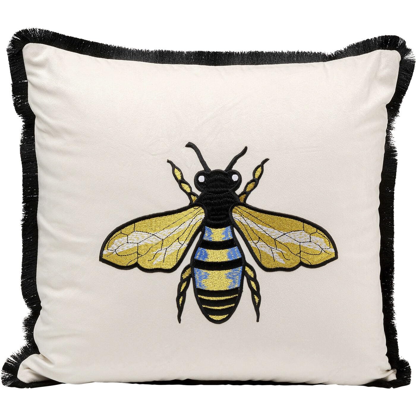 KARE Design Kissen Bee, 45x45cm, Weiß, Modern, Zierkissen, Dekokissen, Tiermotiv, mit Reißverschluss, Schlafzimmer, Wohnzimmer, für Sofas/Couches