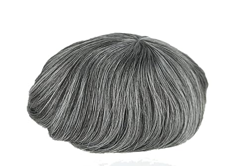 Miniatura 8 de Unidad de cabello con encaje frontal para hombres, cabello gris, toupee claro Borwn mezclado con cabello gris (610-6#+10% gris)