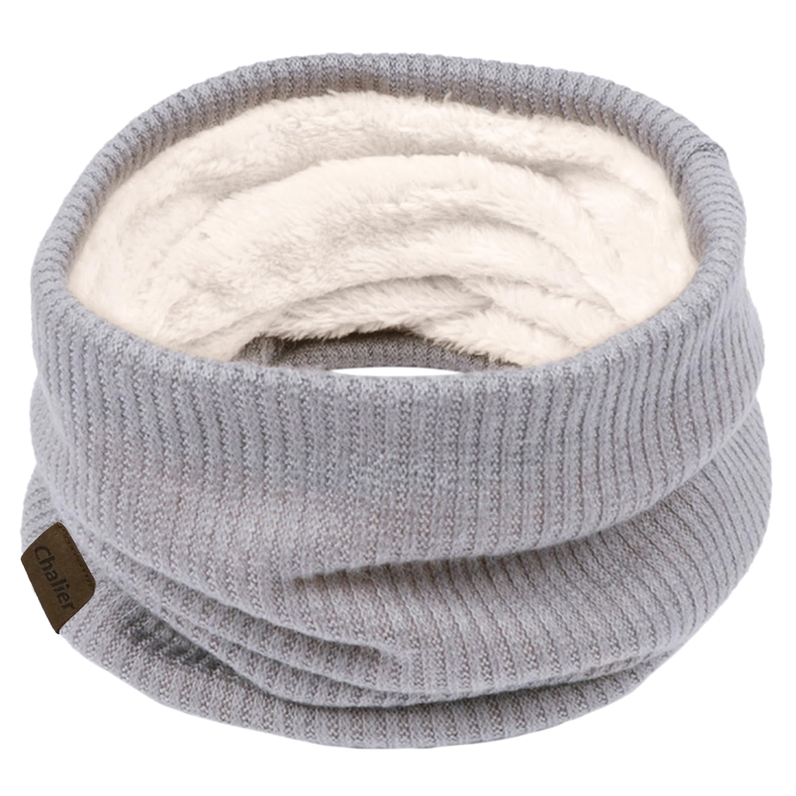 Infinity Scarf Winter Double-Layer Neck Warmer Knit Fleece Lined Circle Loop Scarves