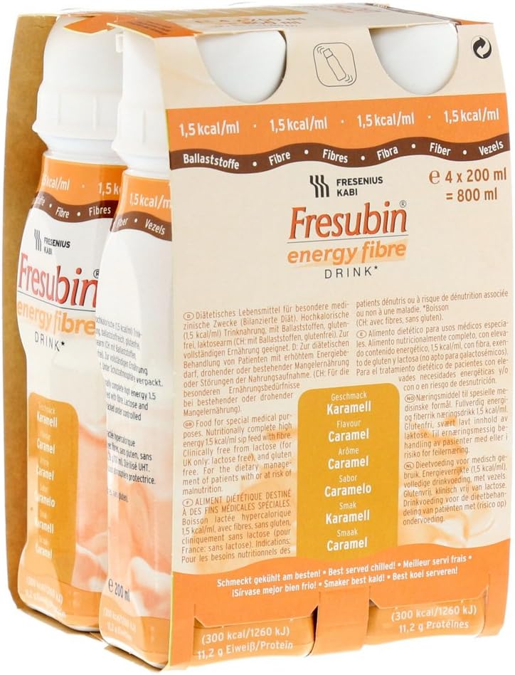 Fresubin Energy Fibre Drink Caramel 4 x 200 ml Pop Up Bottle