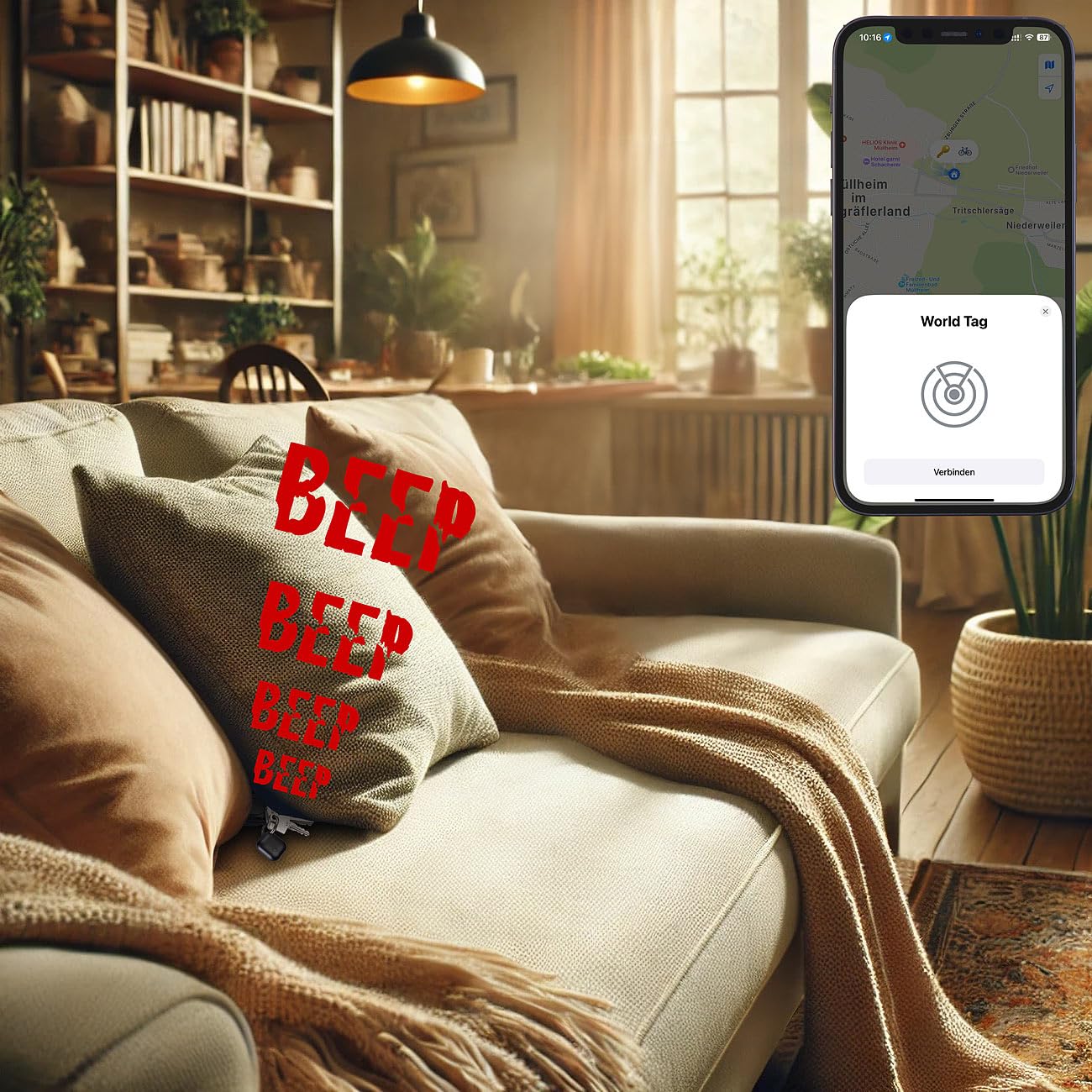 Callstel AirTag MFi: Set da 8 Mini chiave e localizzatore di oggetti, Smart Tag, MFI certificato (localizzatore chiavi bluetooth, per zaino, intelligente)
