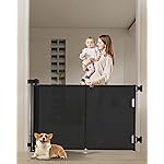 Miumoon 50 inch Retractable Baby Gates 34 inch Tall, Retractable Gate with Reinforced Strip Design to Prevent Crawling Through, Retractable Dog Gate for Stairs, Doorways, Hallways