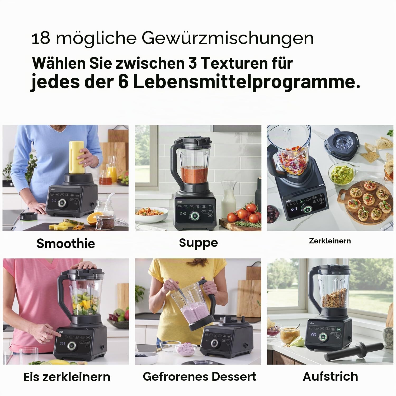 Braun PowerBlend 9 JB9040BK Hochleistungs-Standmixer mit 1600 Watt Motor, 2 l Tritan-Behälter, 18 Programme, 10 Geschwindigkeiten, Schwarz