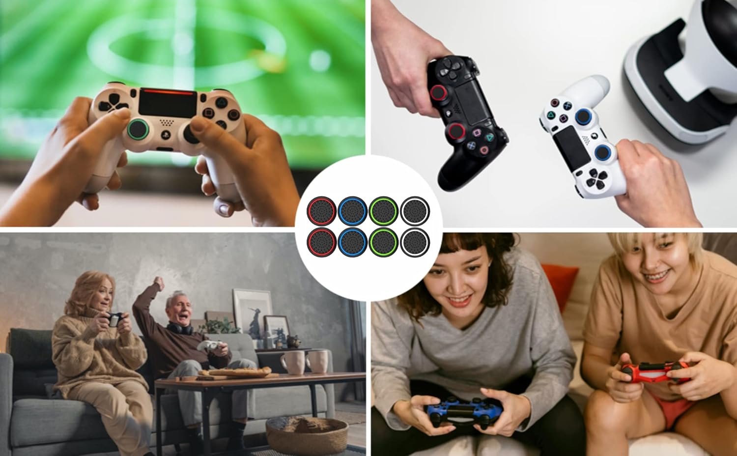 iBuddy 10 Pcs / 5 Pairs Silicone Joystick Thumb Grip Caps, Non-Slip Analog Thumb Stick Grip Cap for PS5, PS4, PS3, PS2, Xbox One, Xbox Series X/S, Xbox 360 Game Controller