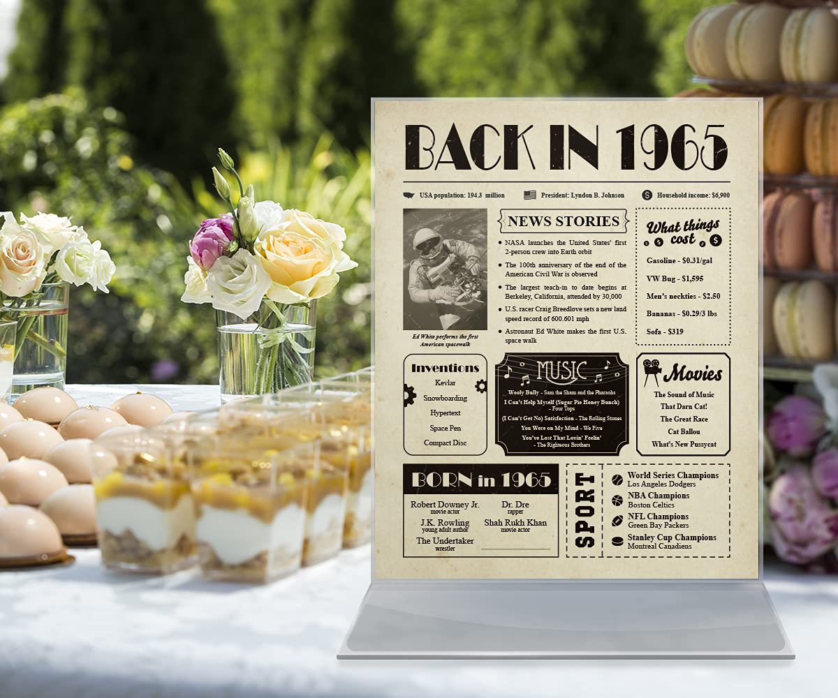 60th Birthday Gift Cutting Board - Personalized Back In 1965 Bamboo Board With Fun Facts, Great For Men & Women
