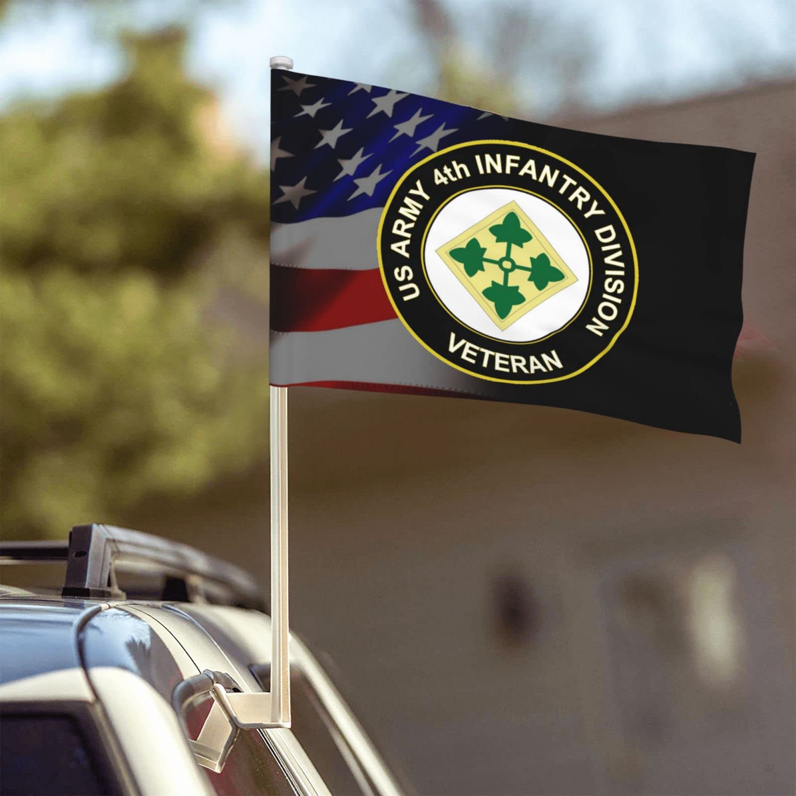 US Army 4th Infantry Division Veteran 100% Polyester Fabric With Printing For Indoor Outdoor Decoration