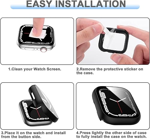 Miniatura 6 de Rontion Paquete de 6 fundas rígidas de policarbonato integrado con protector de pantalla de vidrio templado compatible con Apple Watch Series 9, 8,