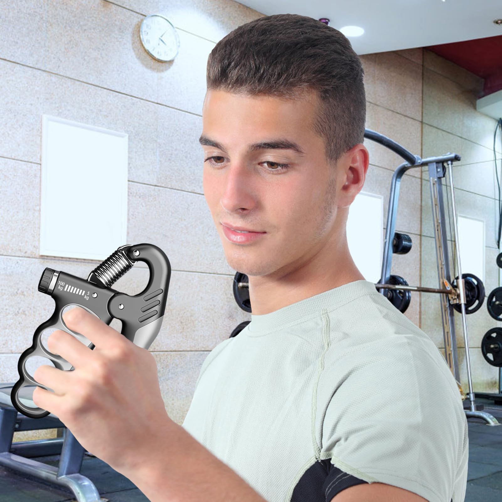 Fortalecedor de antebrazo, ejercitador de rehabilitación de gimnasio de fuerza de brazo, extensor de dedos ajustable con contador, agarre de cinco dedos, adecuado para el hogar, gimnasio, oficina,
