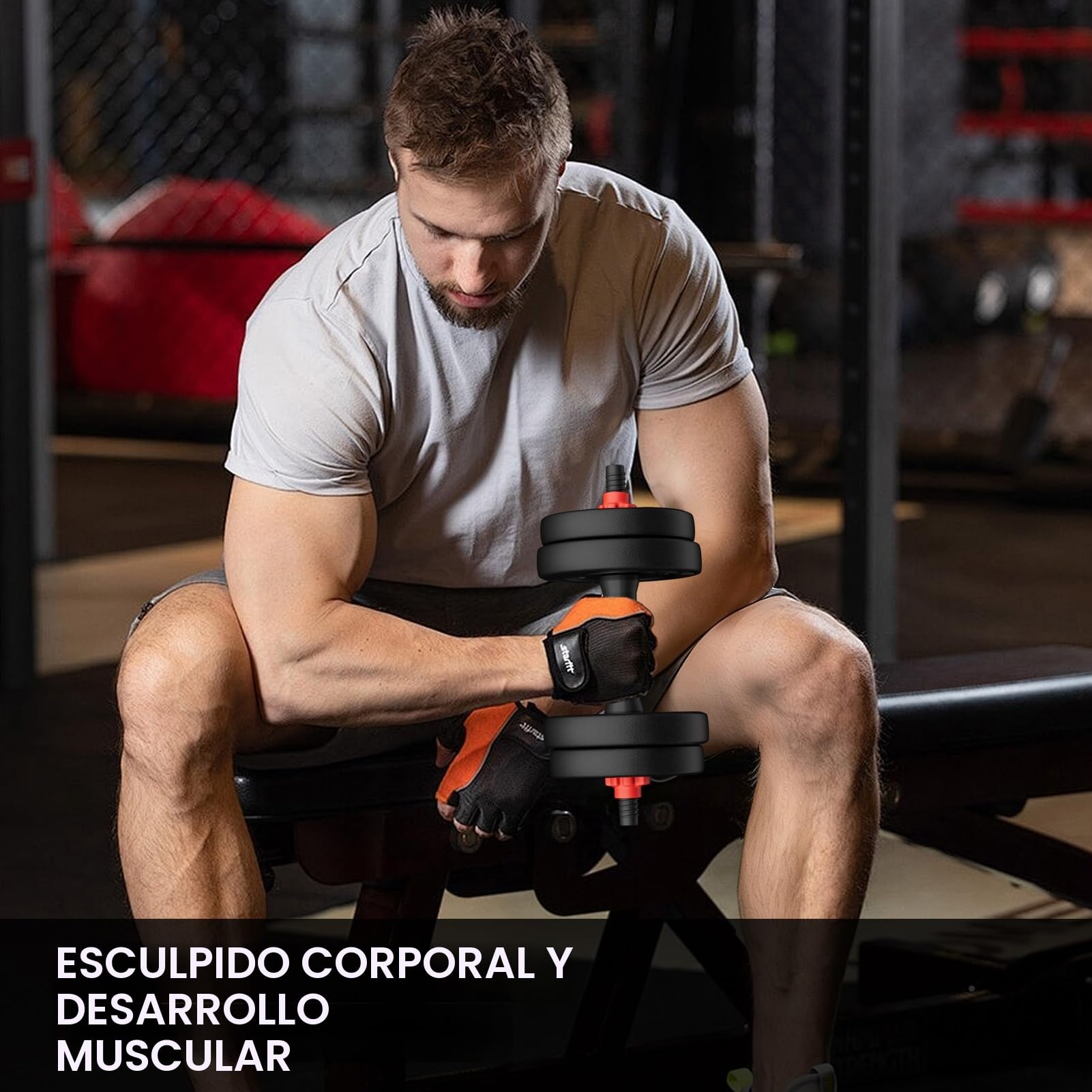 Mancuernas-Ajustables, Juego de Pesas con Barra Libremente Combinable con Barras ConexióN, 10/15KG Kit de Levantamiento de Pesas para Gimnasio en casa, Pesos Fitness para Hombres/Mujeres
