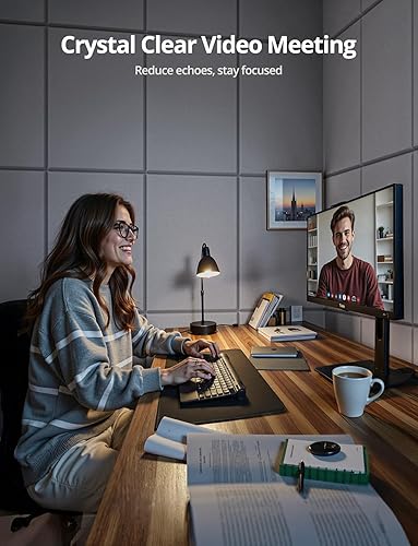 Miniatura 4 de Paneles acústicos rectangulares de pared, paneles absorbentes de sonido para paredes, techo, puertas, paquete de 12 unidades de 16 x 12 x 0.4