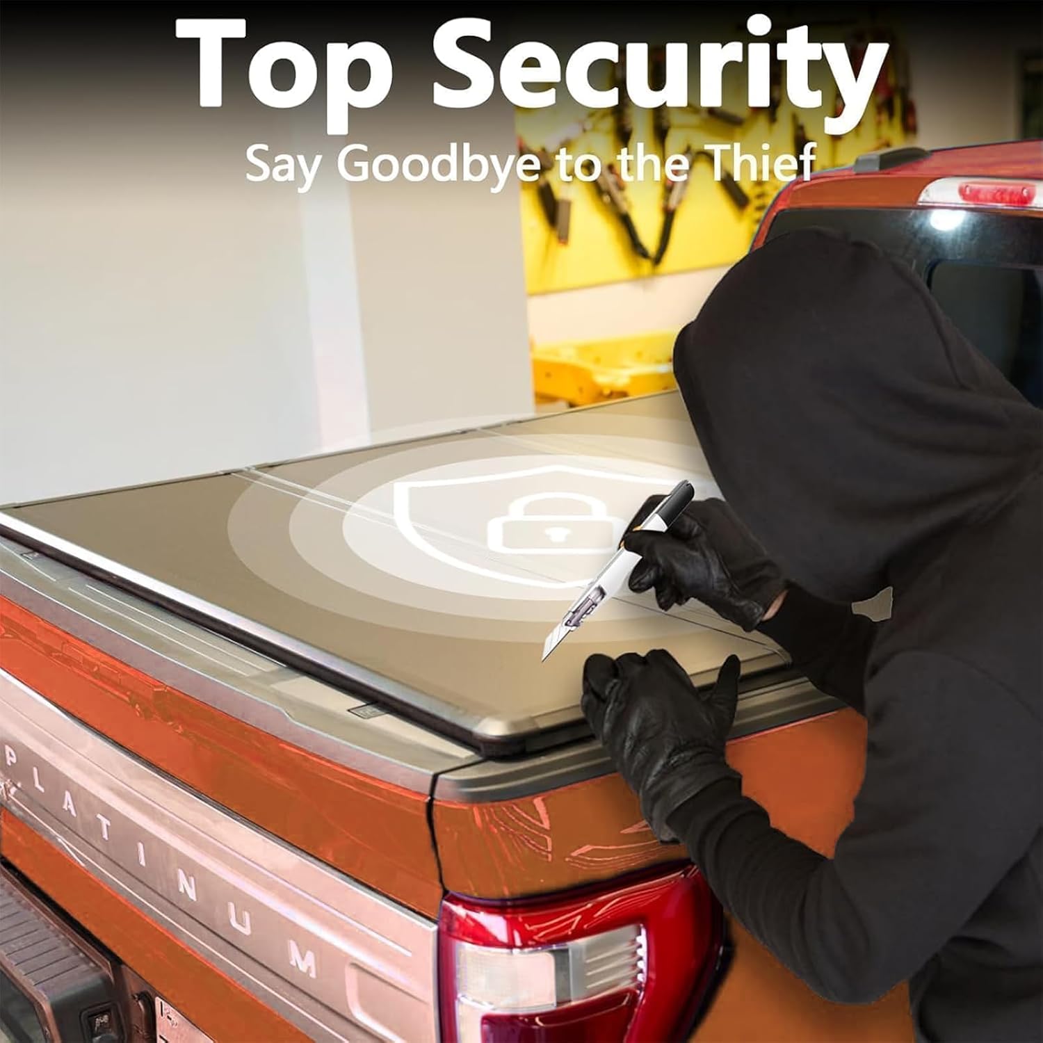4.6ft Long Hard Folding Truck Bed Tonneau Cover Compatible with 2022 2023 2024 2025 Ford Maverick | 4.5ft Bed | Waterproof & Theftproof | FRP | No Drilling Required | Privacy Protection with Lock