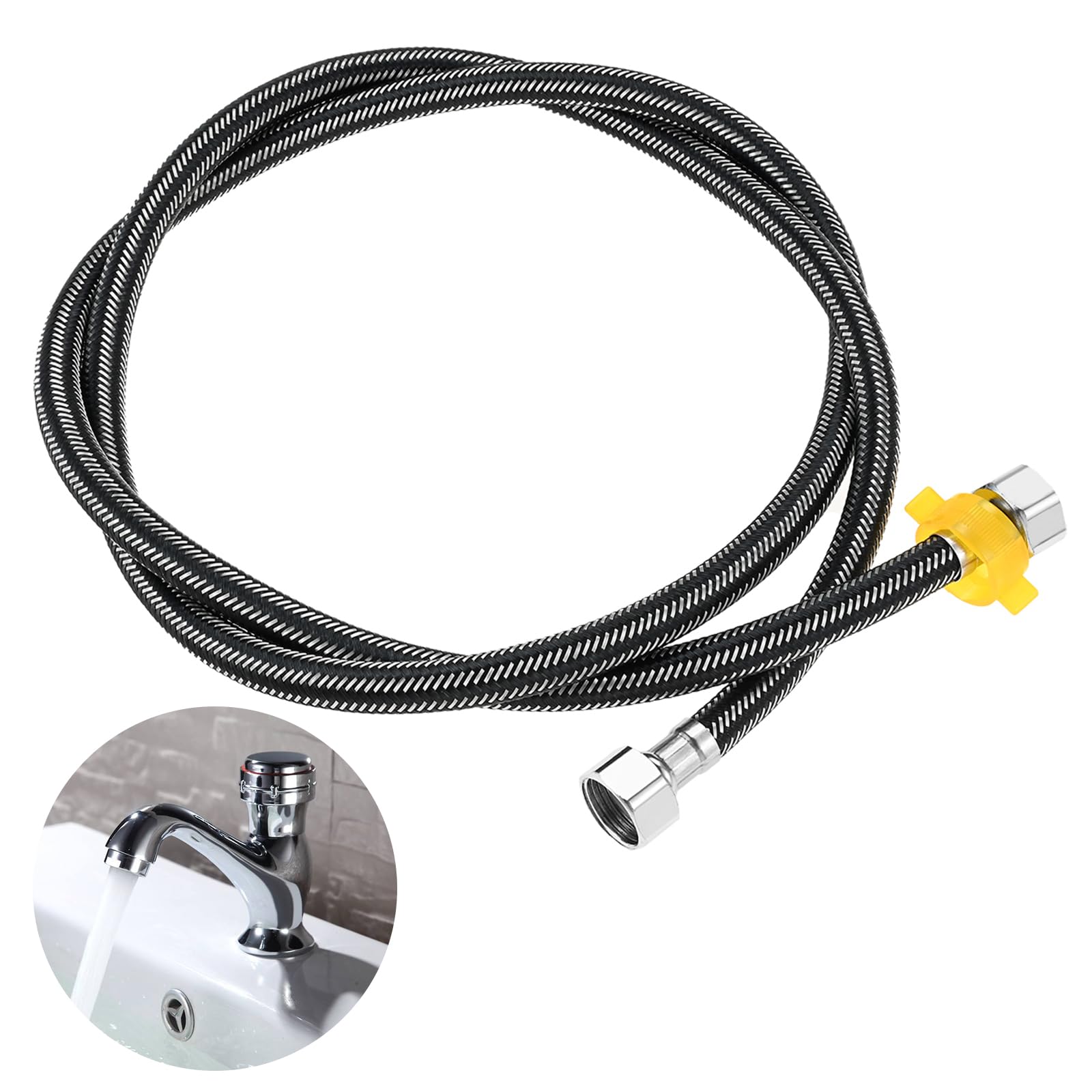 DRELD 2-Pack Stainless Steel Braided Flexible Hoses, G1/2" to G1/2" Reinforced Tap Connectors Hose for Shower Toilet Bowl