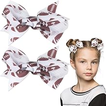 Football Hair Bow for Little Girls - 4 Inch x 3 Inch Velvet Hair Clip, Cute Rugby Themed Hair Accessory for Football Game Day, Birthday & Daily Wear, Soft Non-Irritating Kids Hair Decoration
