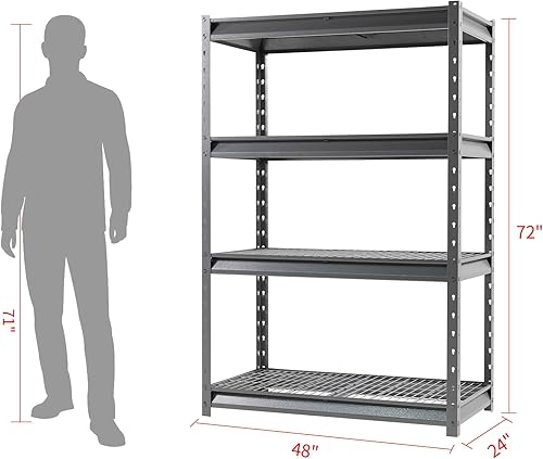 Miniatura 2 de The Atlas - Estantería de garaje resistente de 48 pulgadas de ancho con carga de 12000 libras, estantes de metal de 4 niveles para almacenamiento,