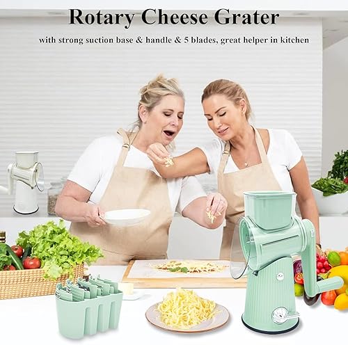 Miniatura 7 de Rallador giratorio 5 en 1, artefacto de cocina 5 en 1, picador de alimentos AYUBOC 5 en 1 gourmet, rallador de queso 5 en 1, picador de alimentos