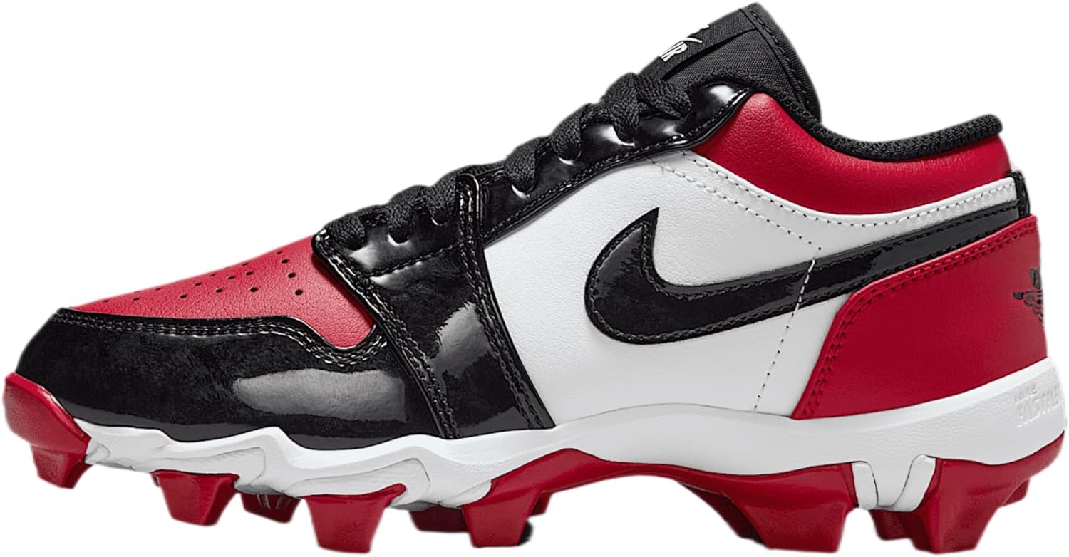 Jordan 1 Low Little/Big Kids' Cleats (HF6885-601, Gym Red/White/Black) Size 10