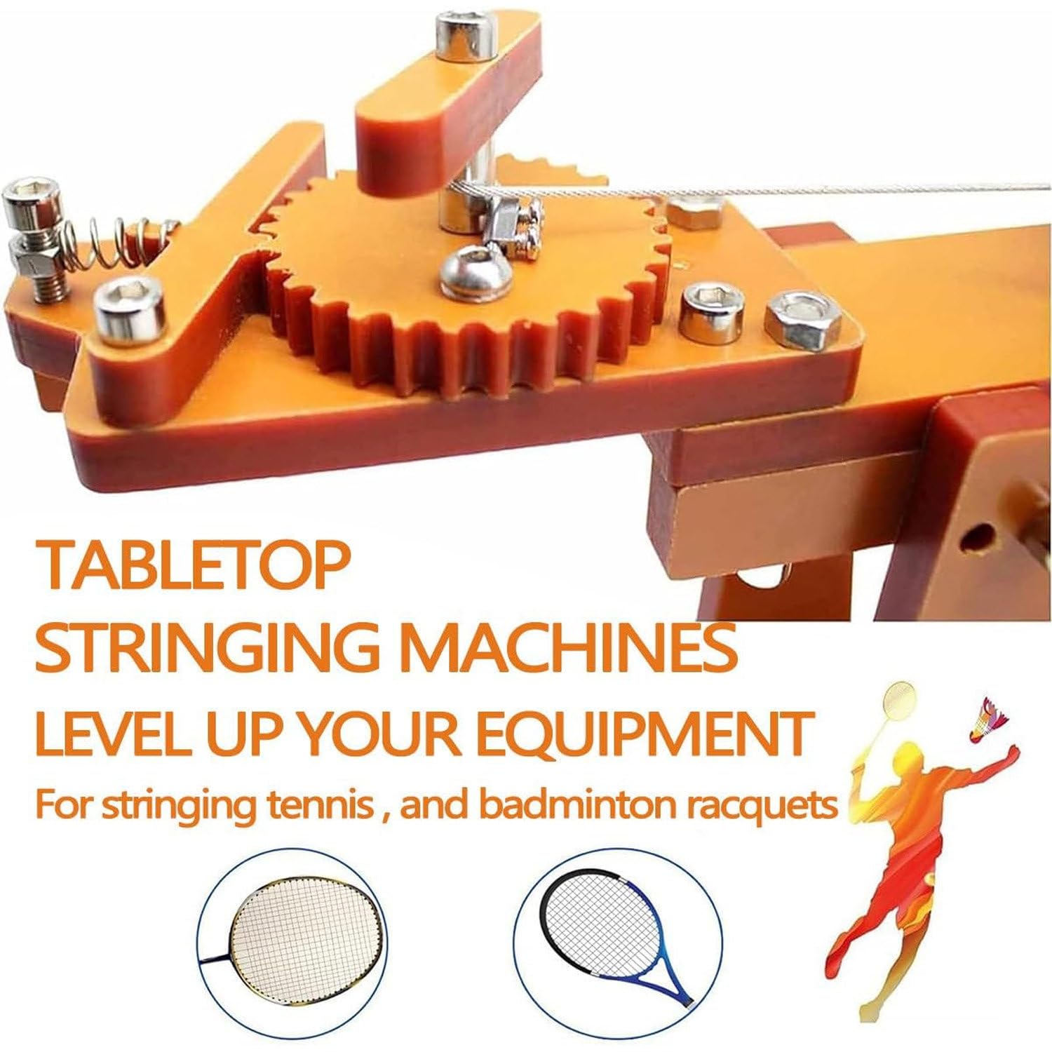 Incordatrice per racchette da badminton, strumenti per filettatura fai da te con argano e accessori fissi a 6 punti per racchette da badminton, set di corde