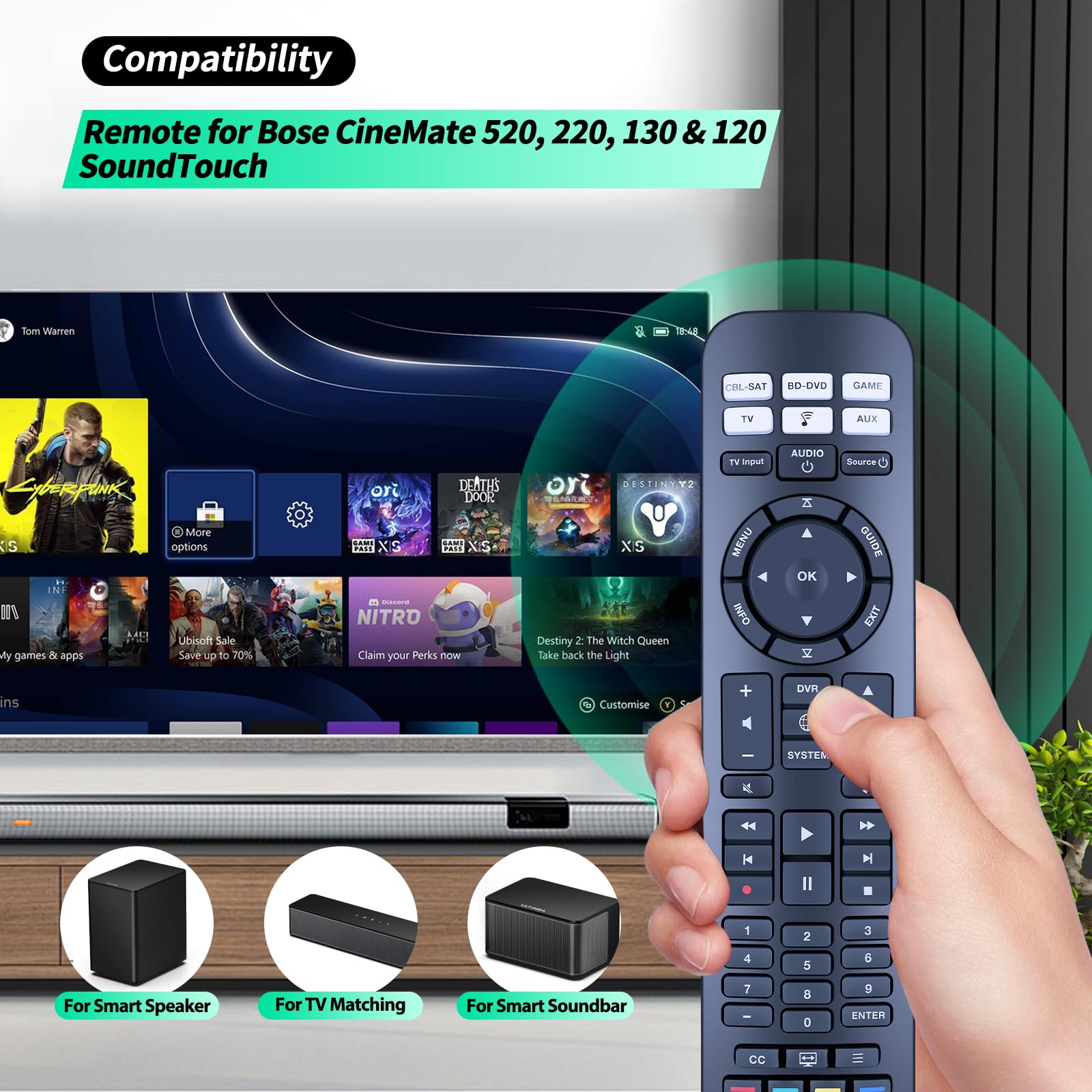 Telecomando di ricambio adatto per Bose CineMate 520, 220, 130 e 120 SoundTouch