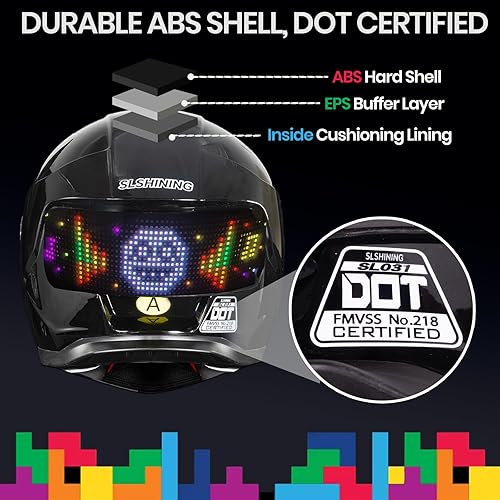 Miniatura 3 de Casco de Motocicleta - Casco Integral Aprobado por DOT (Control de Aplicación Inteligente), Casco de Motocicleta Compacto