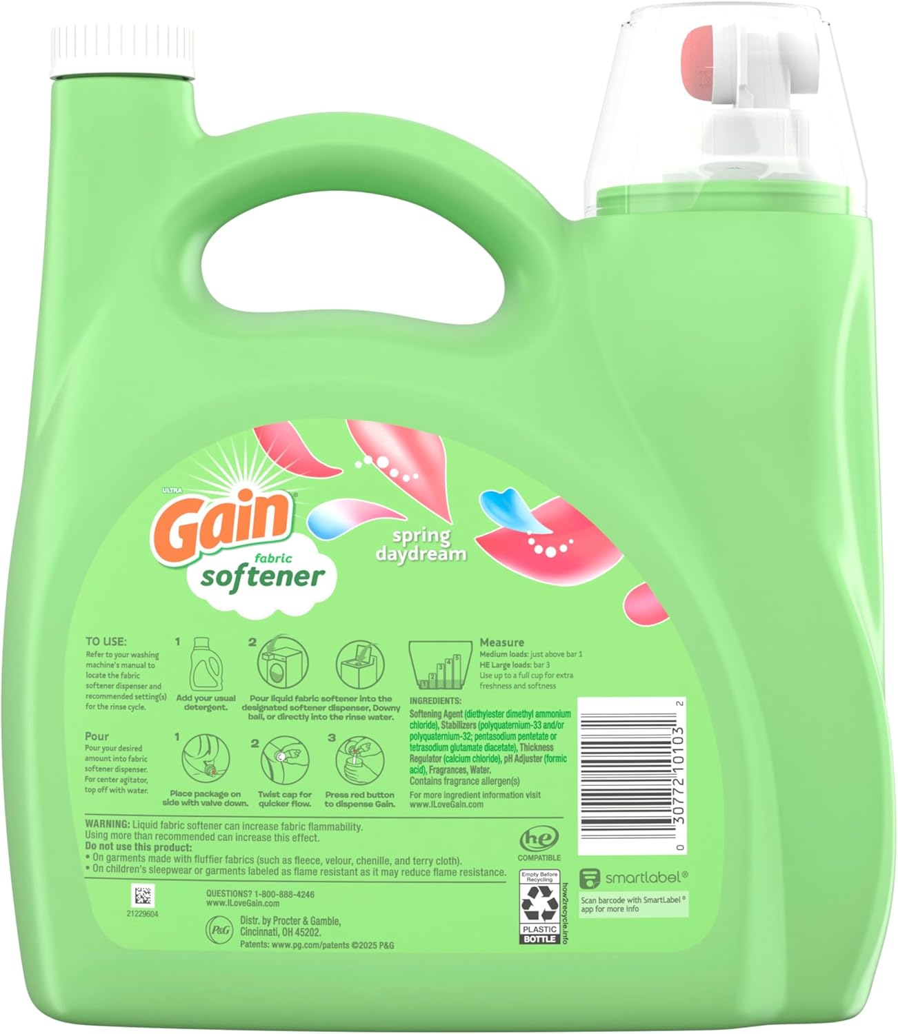 Gain Fabric Softener, Spring Daydream, 140 fl oz, 190 Loads Spring Daydream 140 Fl Oz (Pack of 1) image 9 of 9 B0CCK3YRYK
