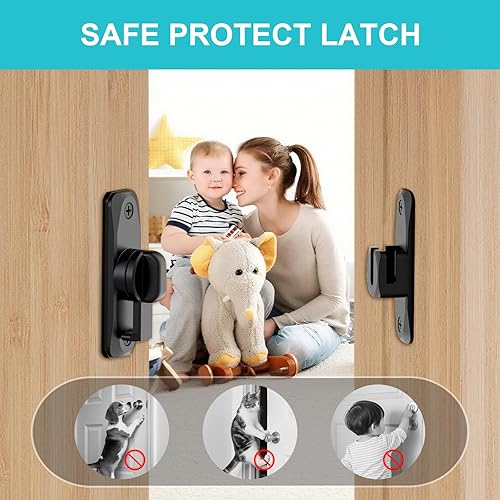 Miniatura 5 de 2 paquetes Cerraduras para puerta de granero, cierre de puerta abatible de 90180 grados, cerradura de puerta corredera de seguridad, herrajes para