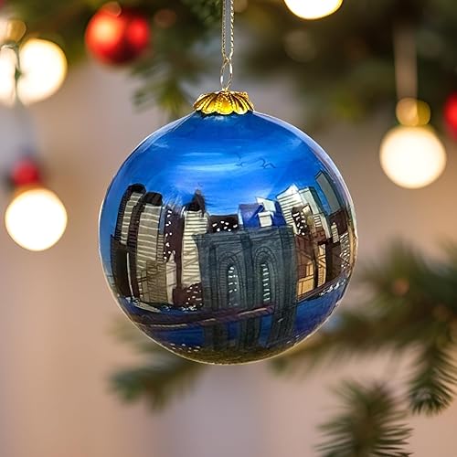 Miniatura 2 de NYC Brooklyn Bridge Skyline - Adorno navideño de 3 pulgadas, bola de cristal