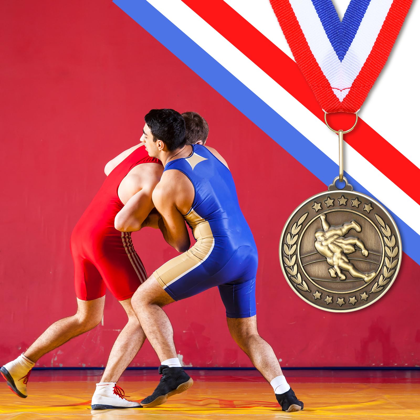 Remuuly 60 medallas de premio a granel de 2 pulgadas, ganador del trofeo de oro de metal, primer lugar con cintas para el cuello, premio regalo para torneos, partidos, equipos de competición