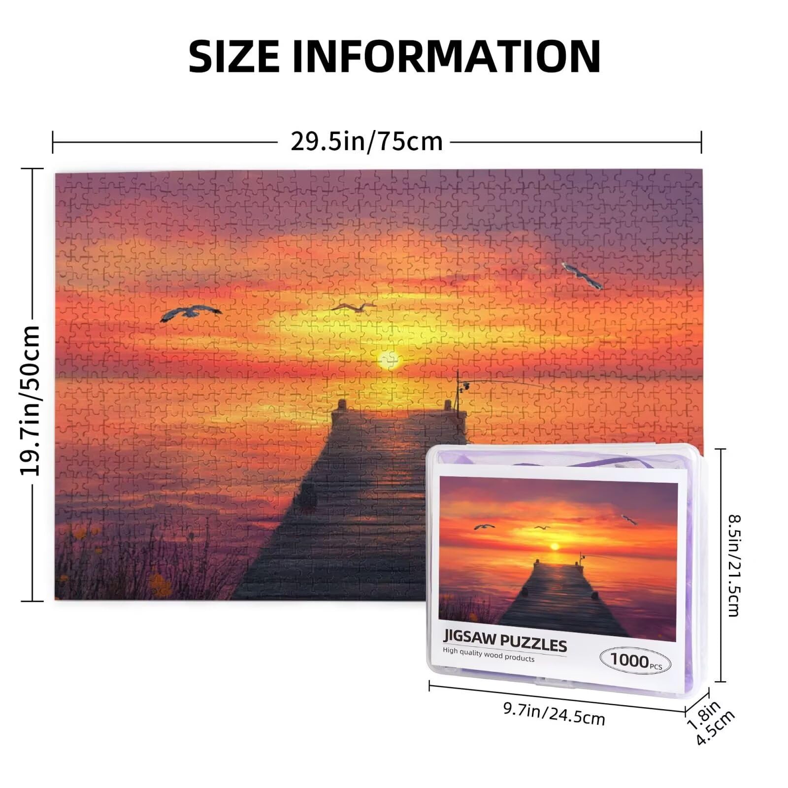 Puzzle zachodzące słońce, 6000 elementów, puzzle kai dla dorosłych, z pudełkiem na prezent, duże drewniane puzzle dla dorosłych, gra zręcznościowa dla całej rodziny, prezenty dla kobiet, 105 x 180 cm