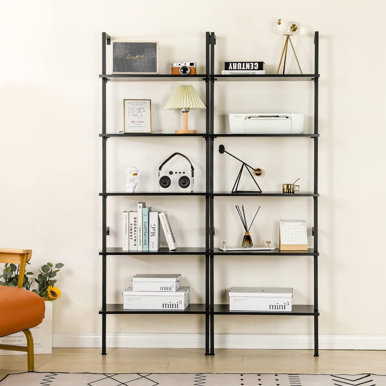 モリコーYahoo!店Ladder Shelf Industrial UVII Bookshelf, 5Tier with and
